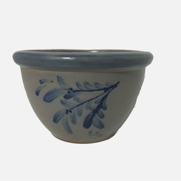 Vintage Rowe Pottery Works Salt Glazed Crock Jar 2002 Blue Gray Holds 4 Cups - Picture 1 of 6